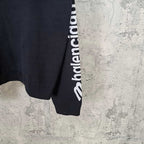 Balenciaga long-sleeve sweatshirt, dark navy with vertical sleeve logo print