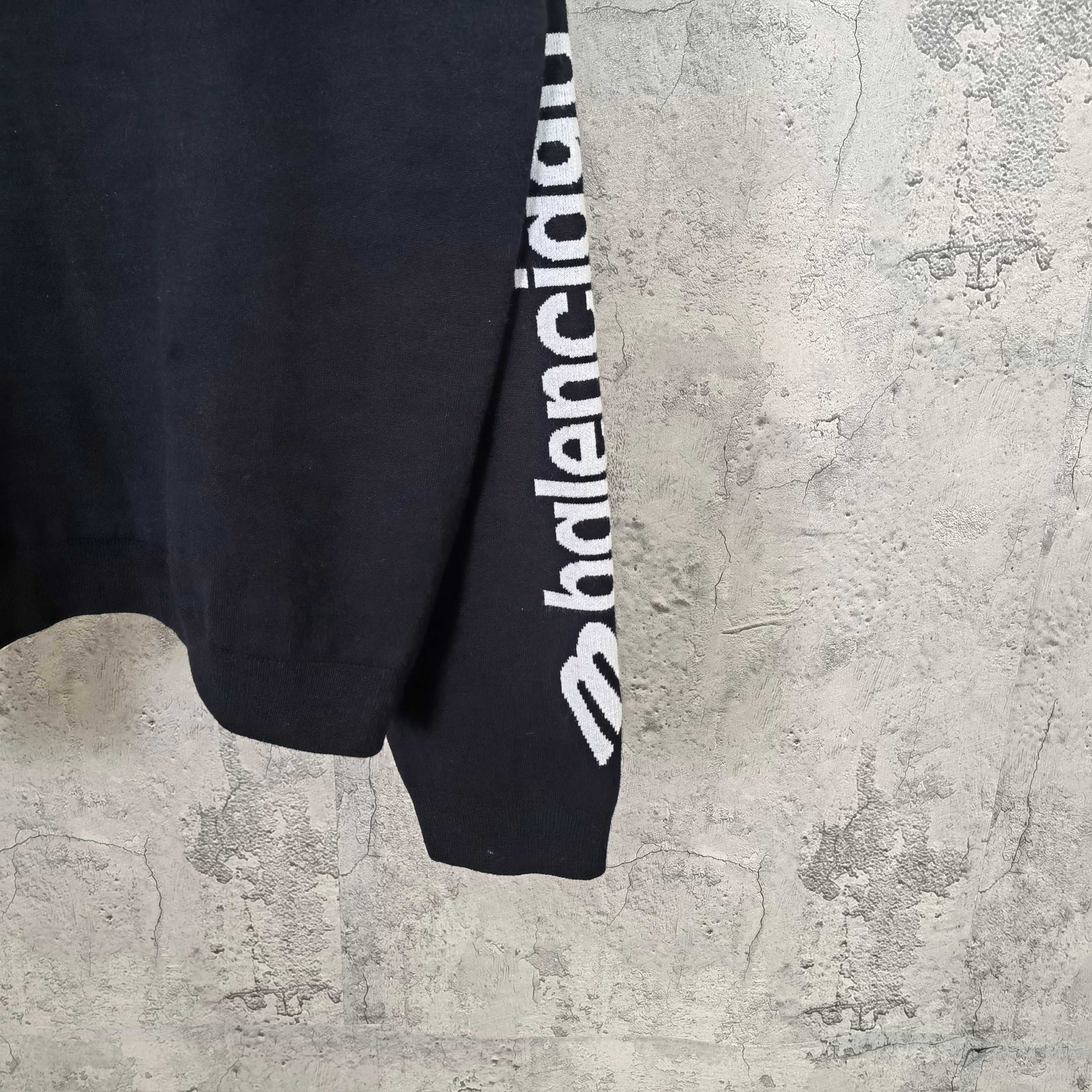 Balenciaga long-sleeve sweatshirt, dark navy with vertical sleeve logo print