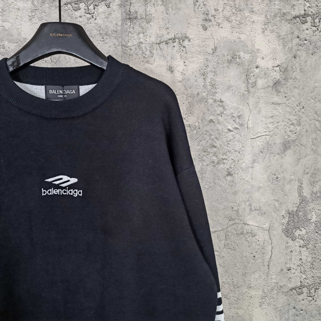Balenciaga long-sleeve sweatshirt, dark navy with logo at chest