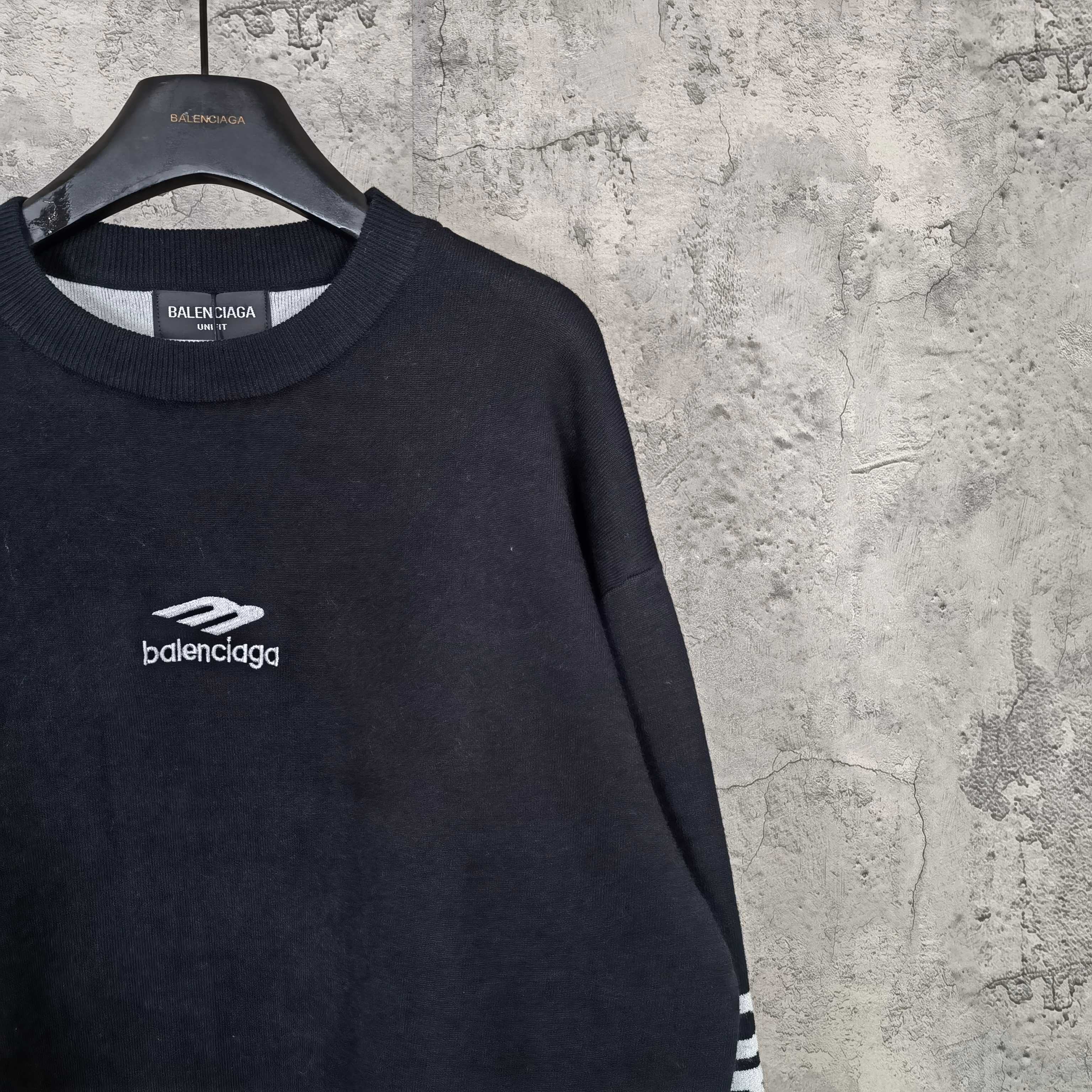 Balenciaga long-sleeve sweatshirt, dark navy with logo at chest