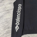 Balenciaga long-sleeve sweatshirt sleeve, dark navy with white Balenciaga logo