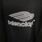 Black long-sleeve shirt with large Balenciaga logo graphic on chest