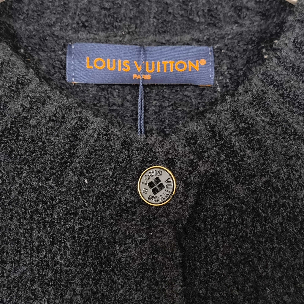 Louis Vuitton long-sleeve jacket with gold logo button and button placket