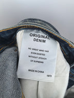 Denim care label reading ORIGINAL DENIM and MADE IN CHINA 1973