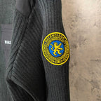 Balenciaga knit sweater sleeve crest patch on ribbed cuff