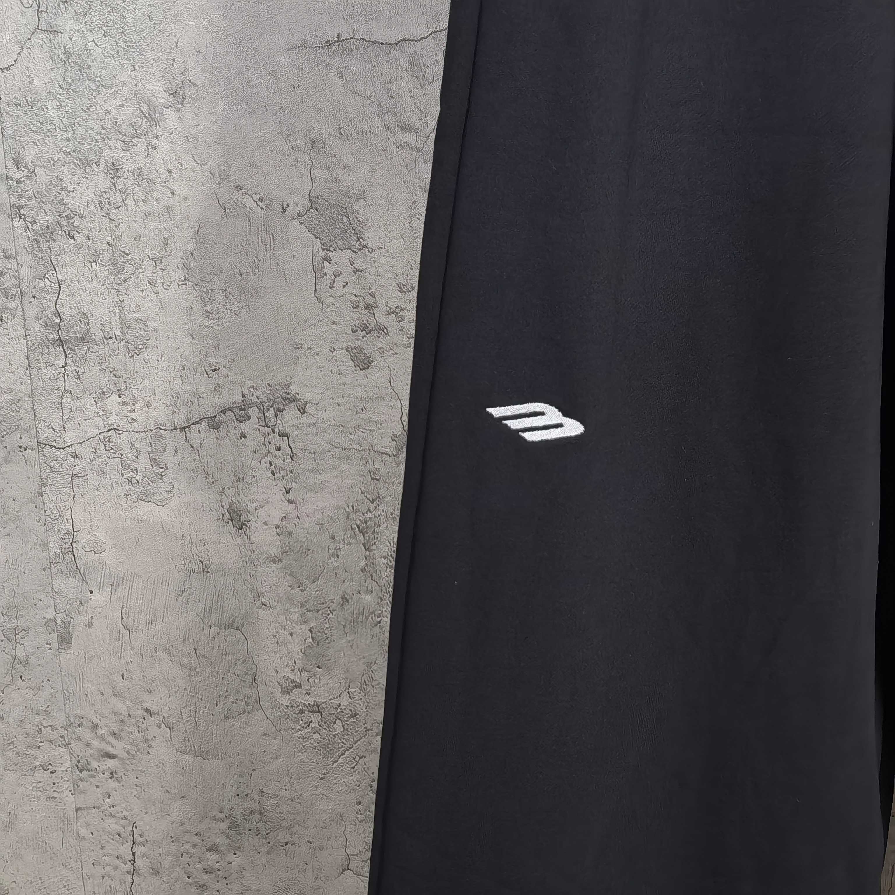 Balenciaga pants with side logo stripe, dark woven fabric, straight leg