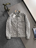 Long-sleeve jacket with allover logo print, button front and point collar