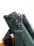 Louis Vuitton teal monogram bag hardware and adjustable strap with metal rings