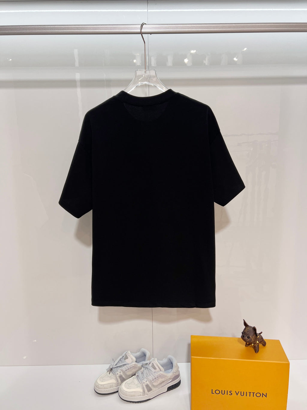 Black Dior crew-neck T-shirt with short sleeves, plain back view