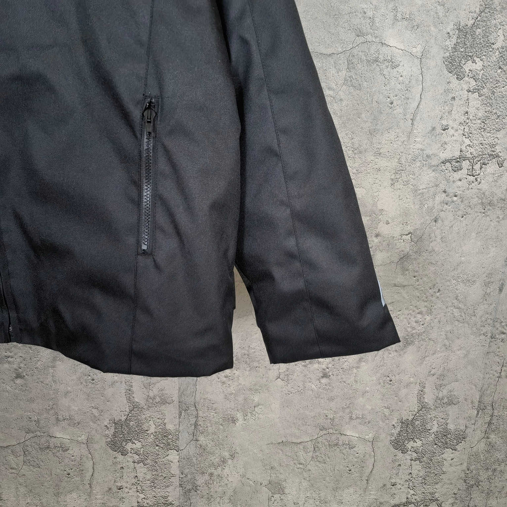 Balenciaga hooded jacket, dark charcoal, front zip and side pockets