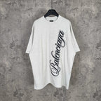 Balenciaga logo T-shirt in light gray/white with black graphic on front
