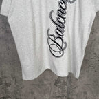 Balenciaga T-shirt, light gray, black script logo print detail, crew neck.