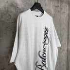 Balenciaga logo T-shirt in light gray with black script graphic on front