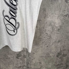 Short-sleeve T-shirt, light gray, cropped view of Balenciaga script logo