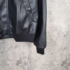 Balenciaga long leather jacket sleeve with ribbed cuff and side seam