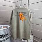 Off White gray crewneck T-shirt with central chest logo print
