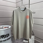 Off White gray crewneck T-shirt with small chest logo emblem