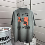 Off White graphic crew-neck T-shirt, dusty gray, short sleeves