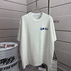 Off-white T-shirt with small multicolor logo graphic on chest