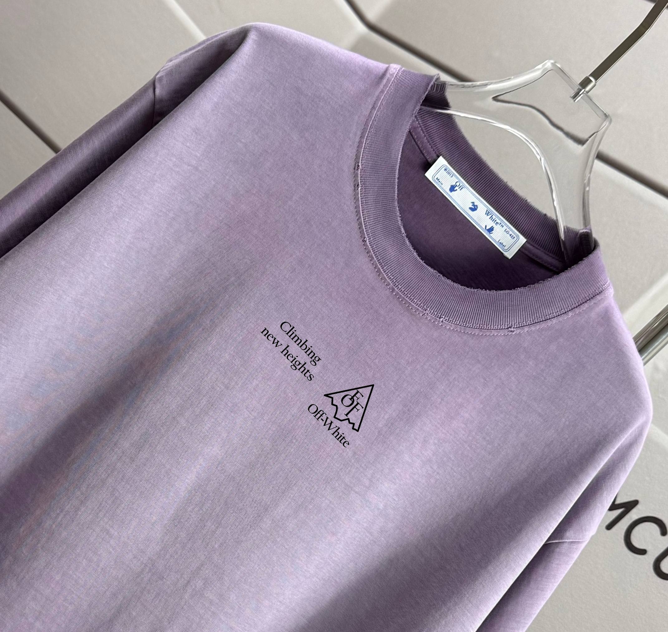 Off-White short-sleeve T-shirt neck and chest logo, lavender