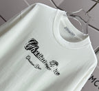 White Dior crewneck T-shirt with black logo script print