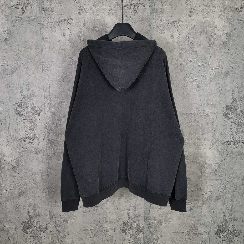 Balenciaga long-sleeve hoodie, dark back view with hood and kangaroo pocket
