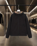 Burberry long zip-up hooded jacket, dark navy with front zipper