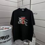Burberry short-sleeve T-shirt, black crew neck, front horse rider graphic logo