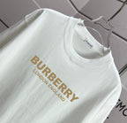 White T-shirt showing BURBERRY London England logo and crew neckline.