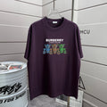 Burberry dark purple short-sleeve T-shirt with colorful bear graphic logo