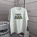 White Burberry logo T-shirt with multicolor teddy graphic on front