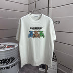 White Burberry logo T-shirt with multicolor teddy graphic on front