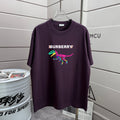 Burberry short-sleeve T-shirt in dark purple with multicolor dinosaur logo print