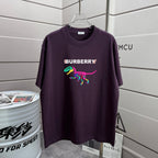 Burberry short-sleeve T-shirt in dark purple with multicolor dinosaur logo print