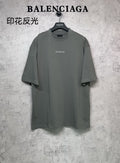 Balenciaga short-sleeve T-shirt with small chest logo, dark gray-green.