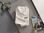 Dior long-sleeve polo shirt folded, light cream, buttoned collar with chest logo