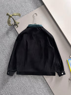 Fendi long-sleeve black jacket back view with teal collar trim