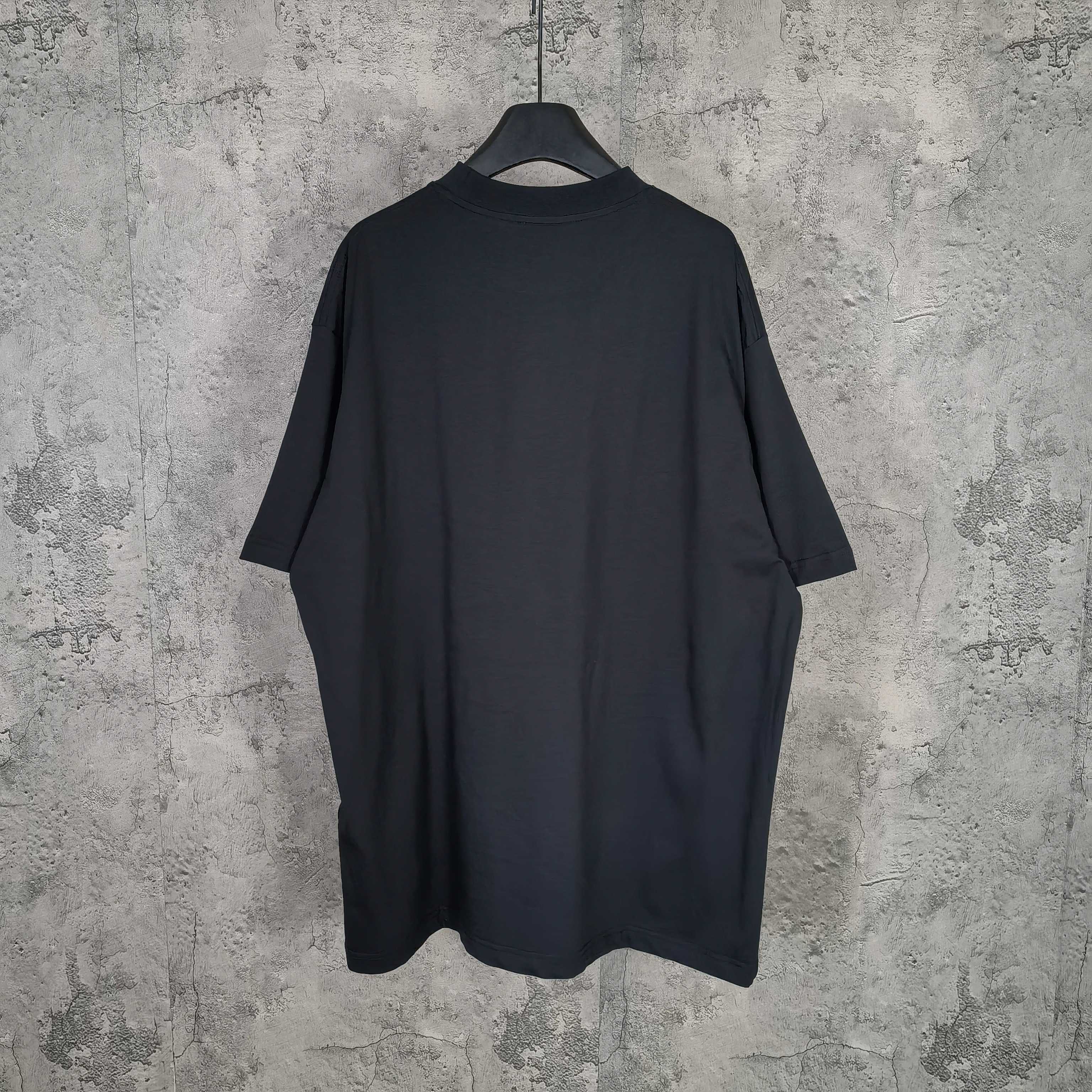 Balenciaga black T-shirt, plain back view with crew neck and sleeves