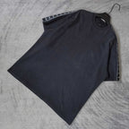 Balenciaga short-sleeve T-shirt, dark crew neck with striped trim on sleeves