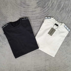 Balenciaga short-sleeve T-shirts set: dark and white crewnecks with striped sleeve trim