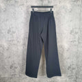 Balenciaga wide-leg pants with elastic waistband, dark blue/charcoal solid color