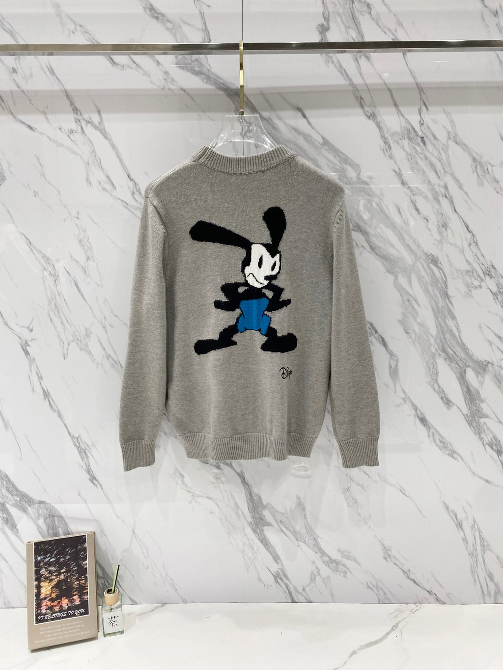 Givenchy crewneck sweatshirt in light gray with Mickey Mouse graphic in black and blue