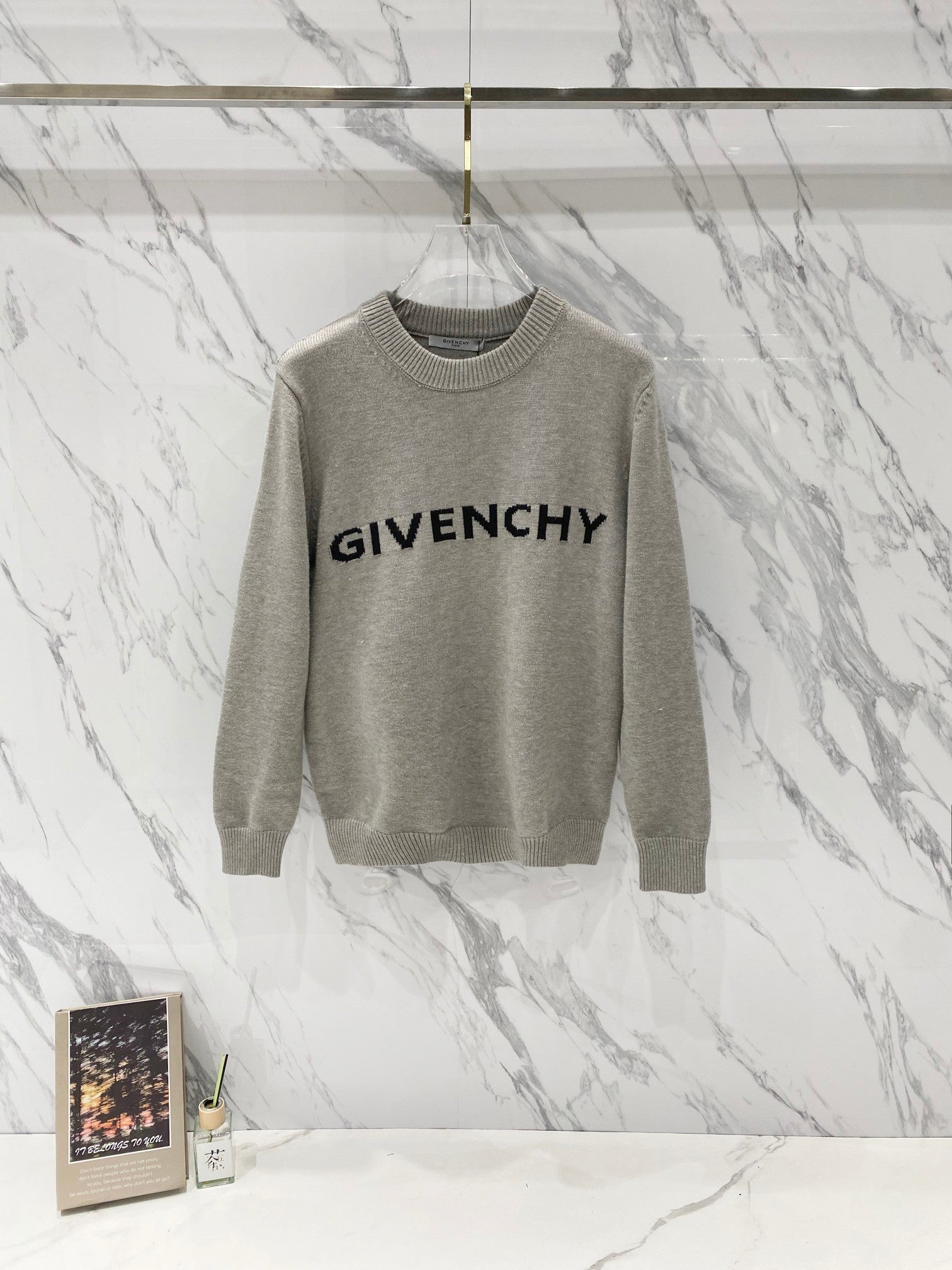 Givenchy crewneck sweatshirt in light gray with black GIVENCHY chest print