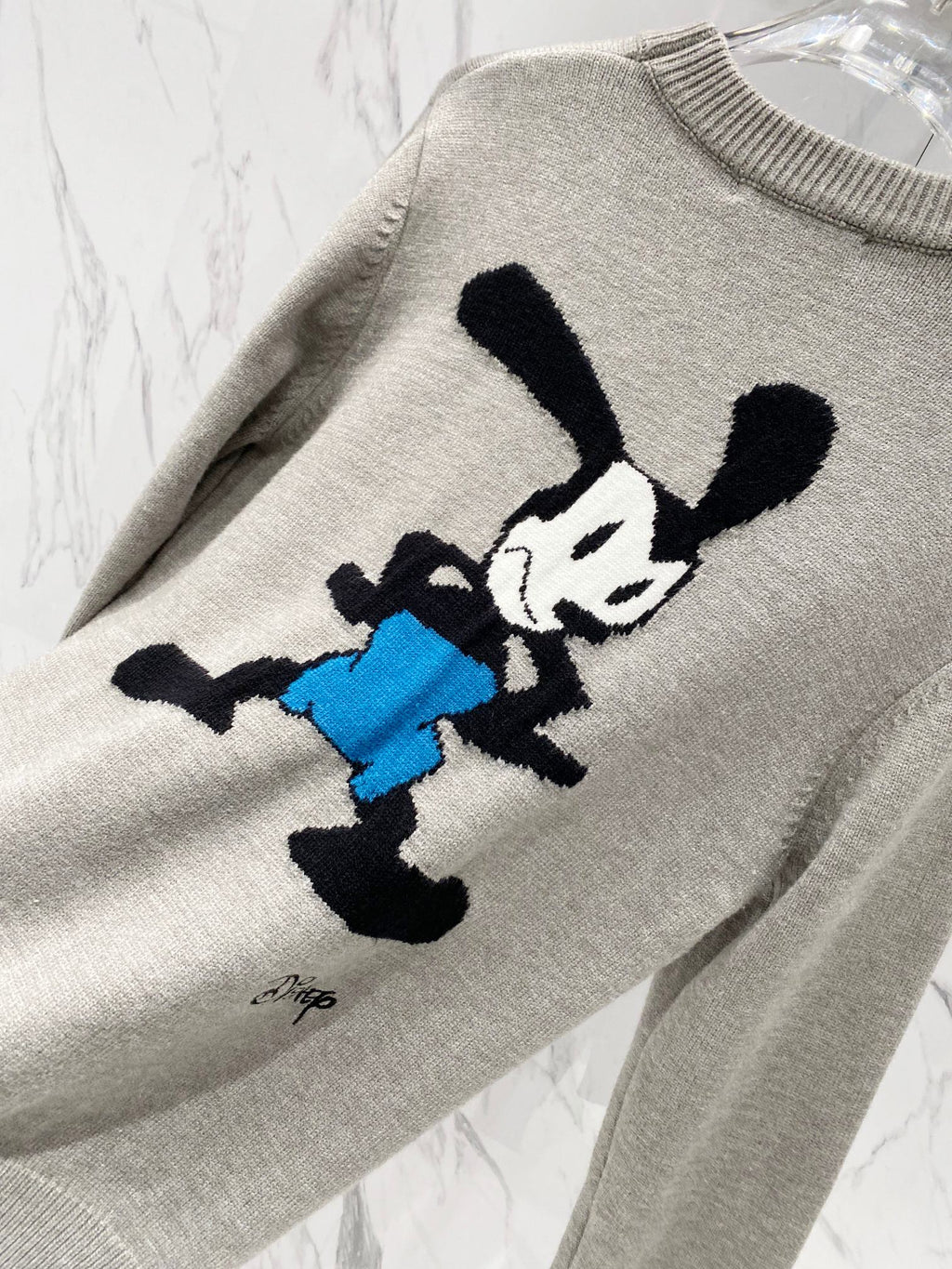 Givenchy sweatshirt sleeve in light gray with Mickey Mouse graphic applique