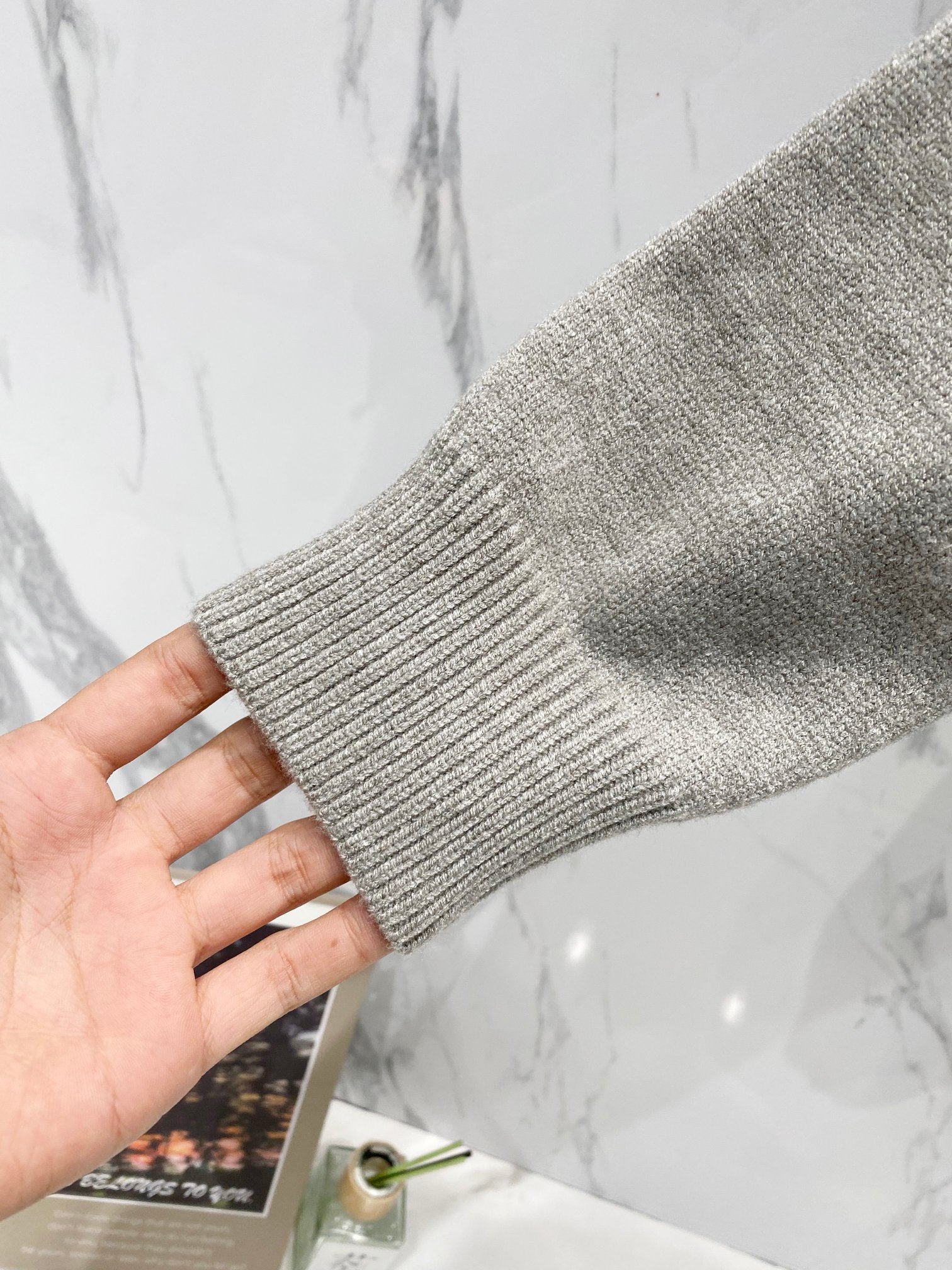 Givenchy sweatshirt cuff and hem ribbing in light gray