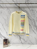 Dior long-sleeve sweater in cream knit with multicolor "DIOR" logo on front