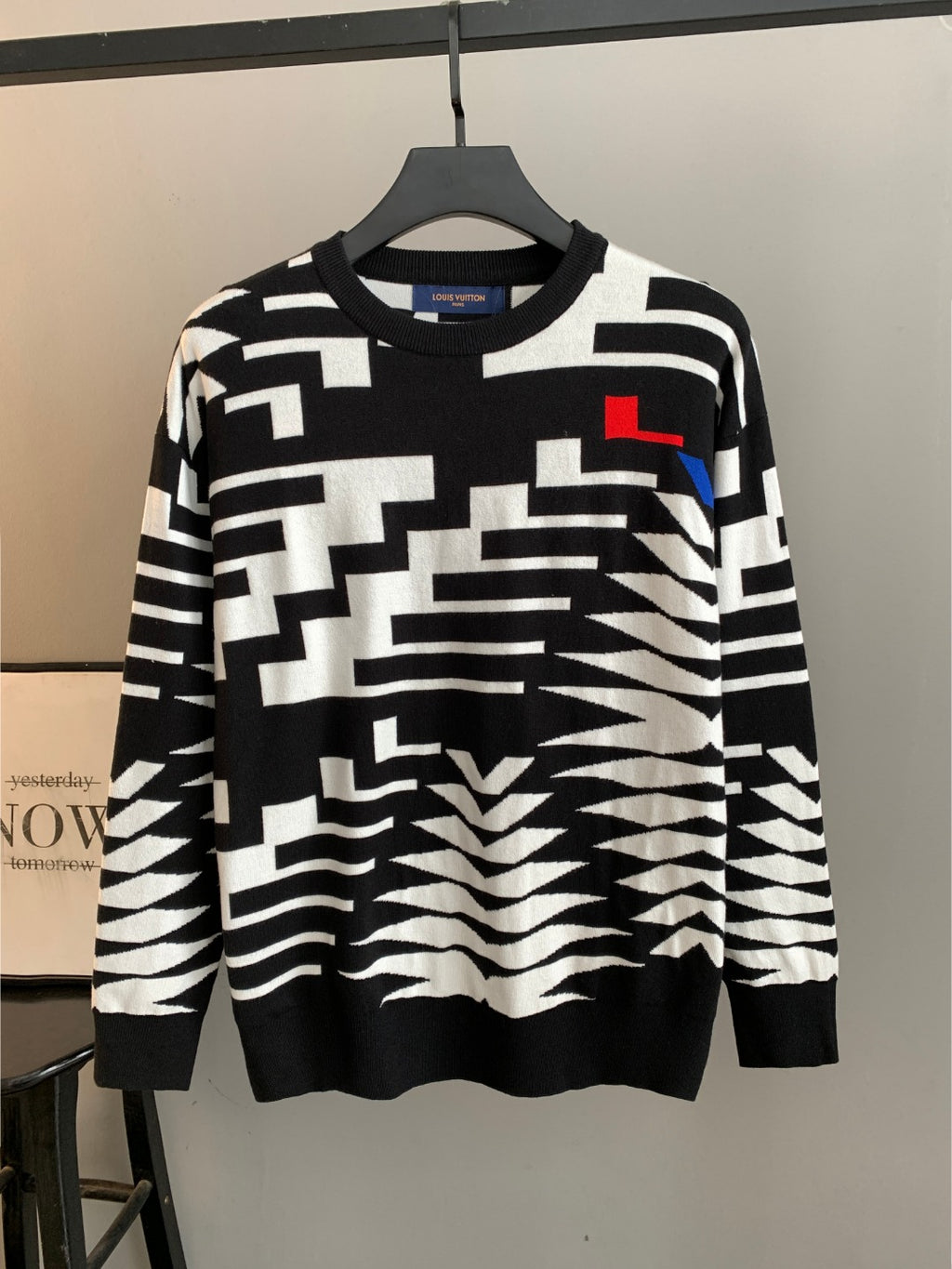 Louis Vuitton knit sweater with black-and-white geometric pattern