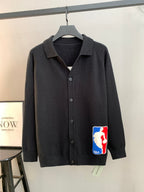 Louis Vuitton long-sleeve knit cardigan with button front and NBA crest patch
