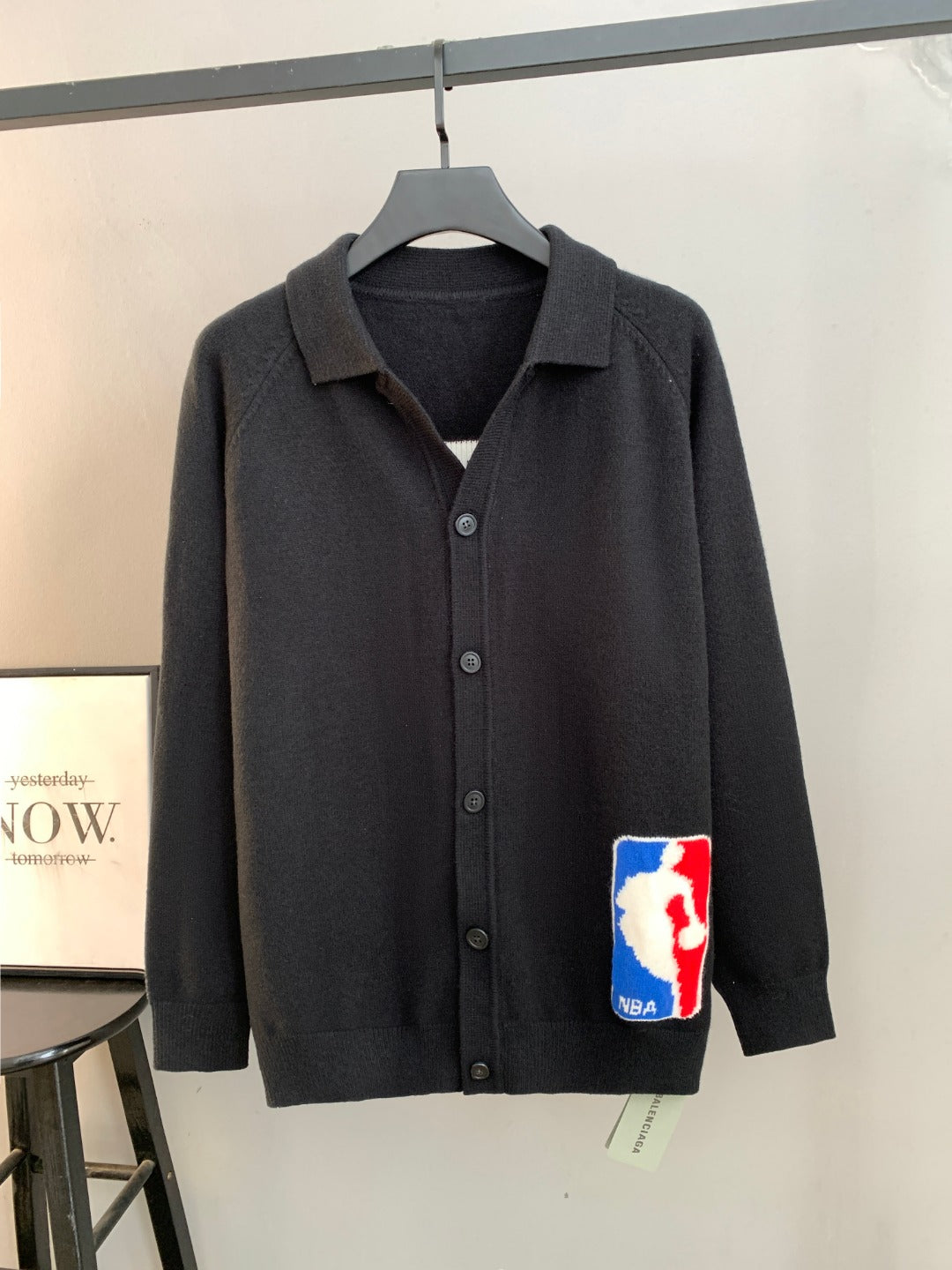 Louis Vuitton long-sleeve knit cardigan with button front and NBA crest patch