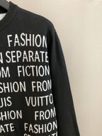 Black sweater panel with white "Fashion" and "Separate" text print